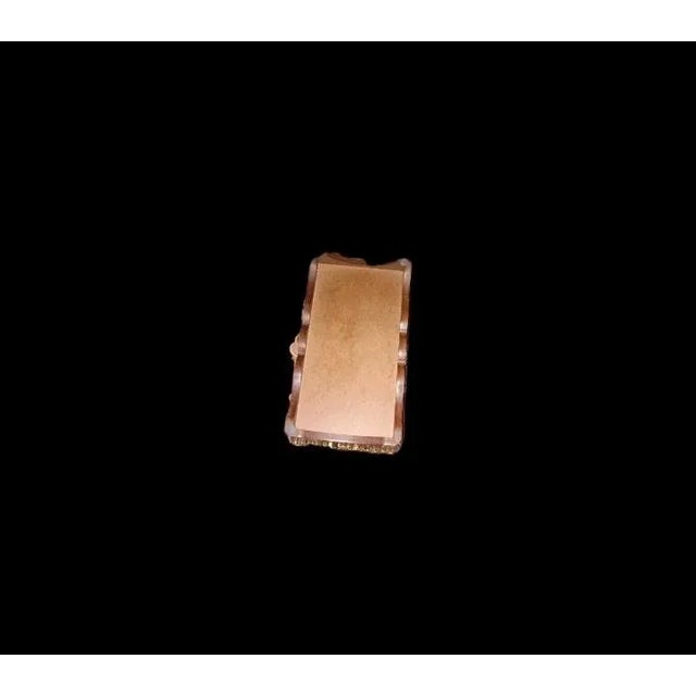 Traditional Rustic Elegant Box - Walnut Ornamental Wooden Facial Tissue Napkin Holder: Brown Natural Solid Wood & Gold, Hinged Lid, VTG Scallop Design For Sale - Image 4 of 10