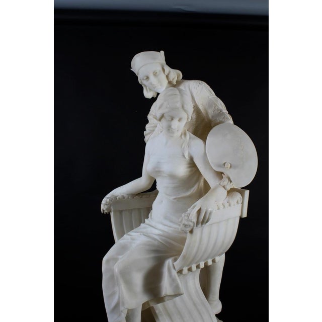 P. Emilio Fiaschi, The Artist's Muse, 19th Century, Large Alabaster Sculpture For Sale - Image 15 of 18