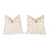 Light Gray Linen David Hicks Fiorentina Pillow Covers - a Pair For Sale
