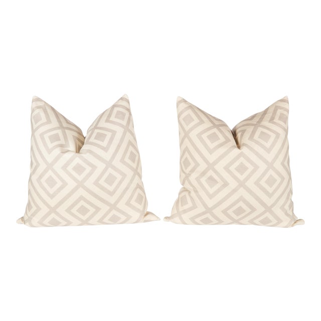 Light Gray Linen David Hicks Fiorentina Pillow Covers - a Pair For Sale