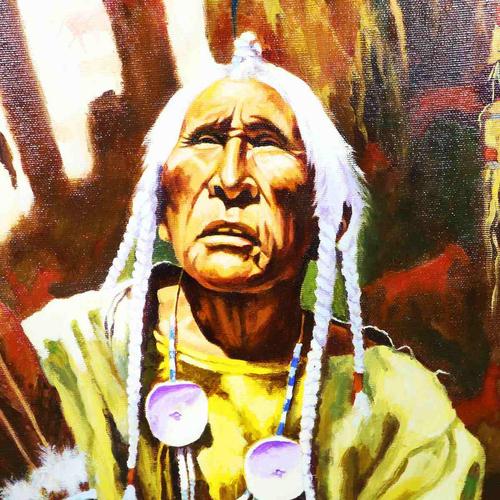 Reinhold, Indian Chief Holy Man of the Blackfeet, 2000s, Oil on Canvas For Sale - Image 4 of 9