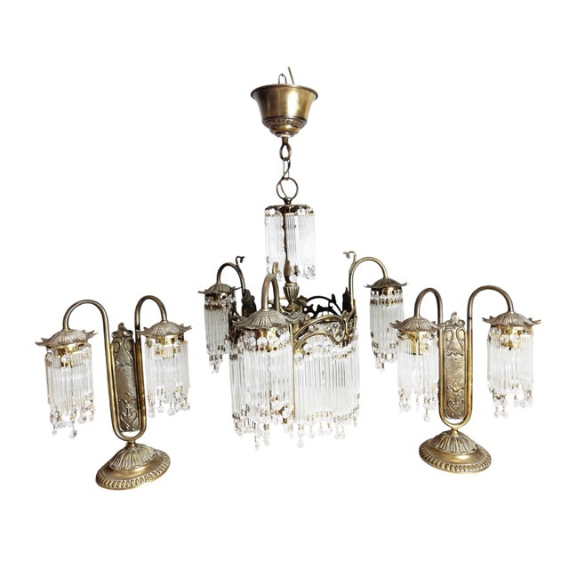 Metal Art Nouveau Hanging Lamps, 1950s, Set of 3 For Sale - Image 7 of 7