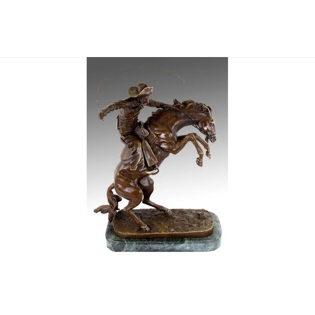 After Frederic Remington, Cowboy on a Rearing Horse, 20th Century, Bronze For Sale - Image 9 of 10