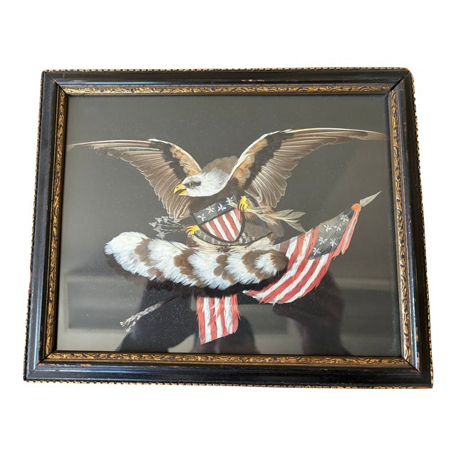 American Eagle Coat of Arms Made of Feathers, 19th Century For Sale