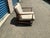 Mid century modern walnut lounge chair. Newly upholstered/finished. Fabric is a beige off white chenille. Frame is solid...