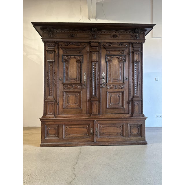 Late Renaissance Museum-Quality Facade Wardrobe, 1620s For Sale - Image 16 of 16