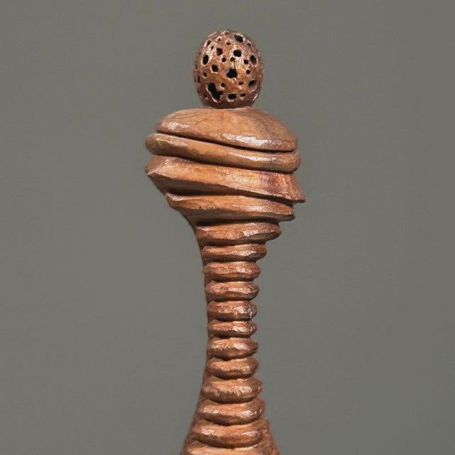 Brown Vintage Outsider Hand Carved Biomorphic Sculpture For Sale - Image 8 of 9