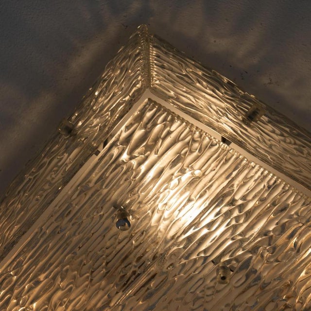 Large Textured Glass Square Flush Mount attributed to Kalmar, Austria, 1960s For Sale - Image 16 of 18