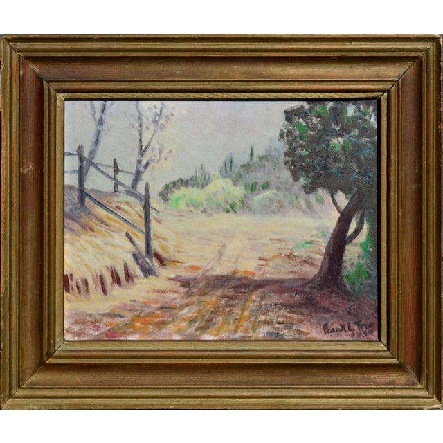 1950s Mid-Century Country Lane Landscape by Frank Leslie True For Sale - Image 5 of 5