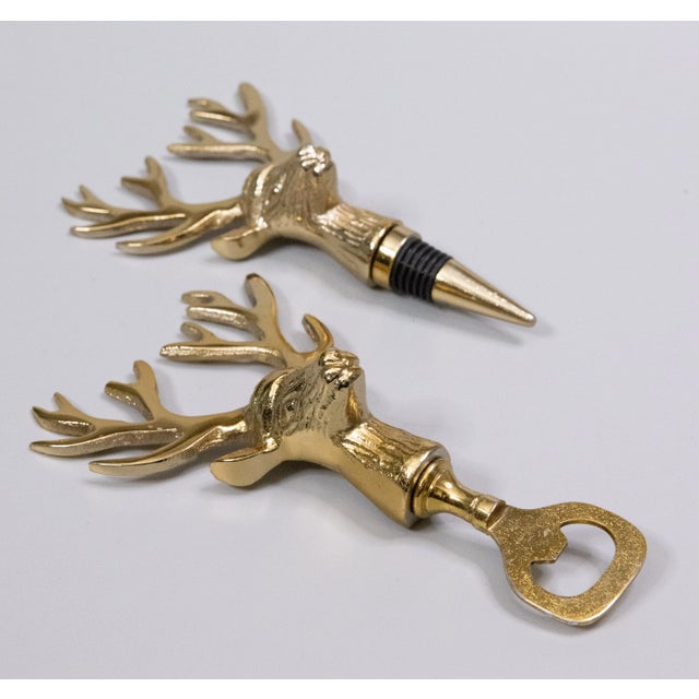 Vintage Reindeer Stag Barware Bottle Opener & Stopper - Set of 2 For Sale - Image 4 of 6