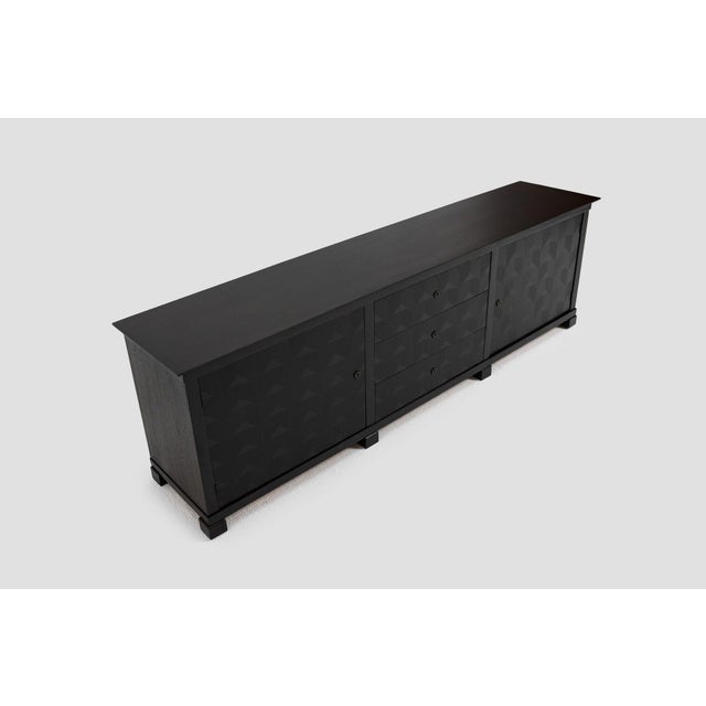 Mid-Century Modern Brutalist Dark Oak Craftsmanship Sideboard with Brass Accents, Germany, 1960s For Sale - Image 3 of 16