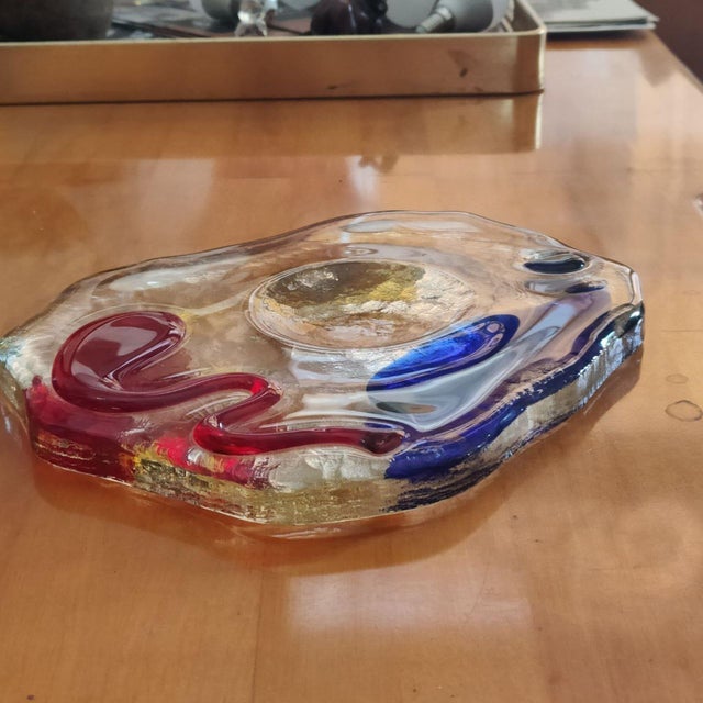 Mid-Century Modern 1980s Luigi Serafini for Memphis Extra Signed Murano Glass Ashtray and Catchall For Sale - Image 3 of 13