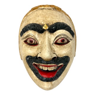 Yogyakarta Javanese Hand Painted Carved Mask, Indonesia, 1900s For Sale