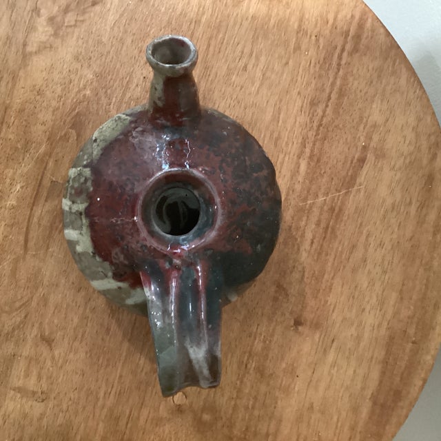 Mid 20th Century Vintage Asian Wood Fired Glazed Stoneware Teapot With Side Handle For Sale - Image 5 of 12