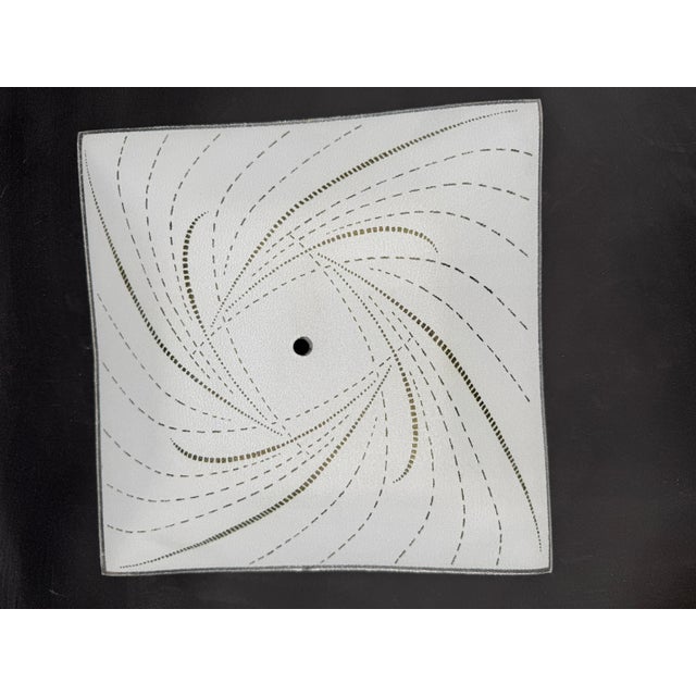 Vintage Mid-Century Modern Square Frosted Gold Glass Ceiling Light Cover Textured 14" Square Nos For Sale - Image 4 of 5