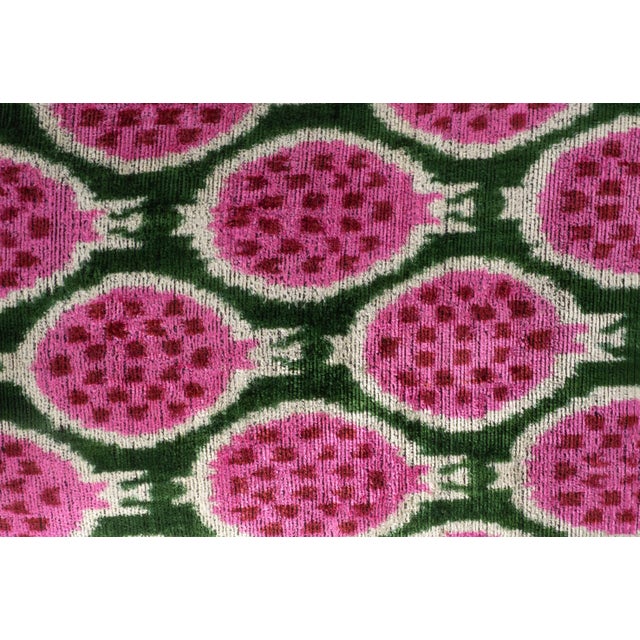 Pomegranates Silk Velvet Ikat Throw Pillow Cover, 16 X 24 For Sale - Image 4 of 5
