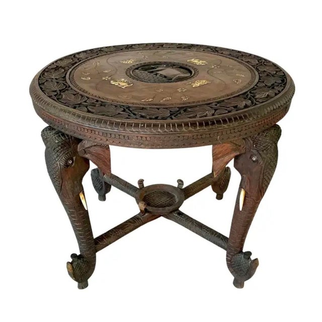 Anglo Indian Round Elephant Side Table For Sale - Image 13 of 13