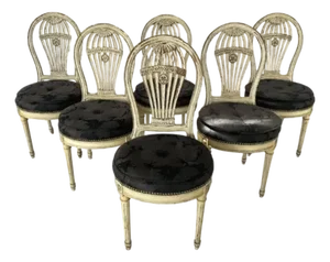 Louis XVI Maison Jansen Style Balloon-Back Dining Chairs, Set of Six