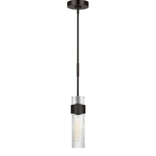 Chapman & Myers by Visual Comfort Studio Geneva 1-Light Medium Pendant in Aged Iron For Sale