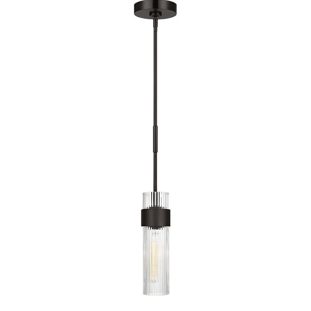 Chapman & Myers by Visual Comfort Studio Geneva 1-Light Medium Pendant in Aged Iron For Sale