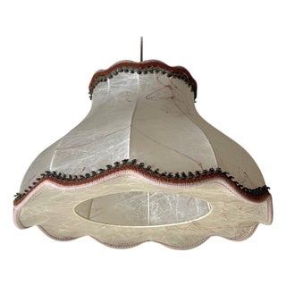 Vintage Fabric with Red Threads Cocoon Pendant Lamp, 1970s For Sale