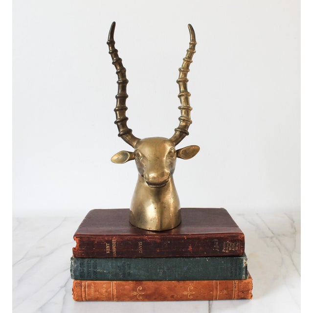 Vintage Brass Antelope Sculpture For Sale - Image 9 of 12