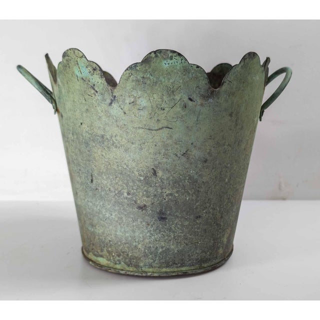 Early 20th Century 20th Century Verdigris Copper Arts & Crafts French Bucket or Planter For Sale - Image 5 of 10