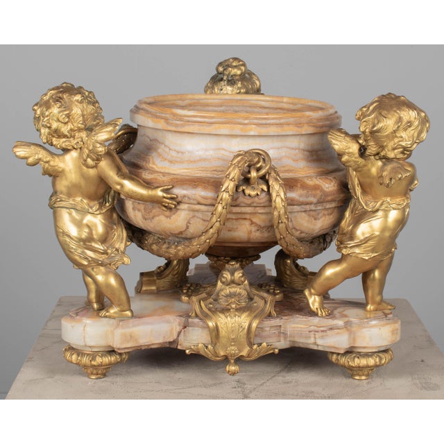 H. Journet & Cie 19th Century French Ormolu Bronze & Oynx Centerpiece For Sale In Orlando - Image 6 of 16