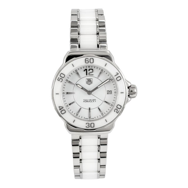 Ladies Tag Heuer Formula 1 37mm Wah1211 White Ceramic Steel Quartz Watch For Sale