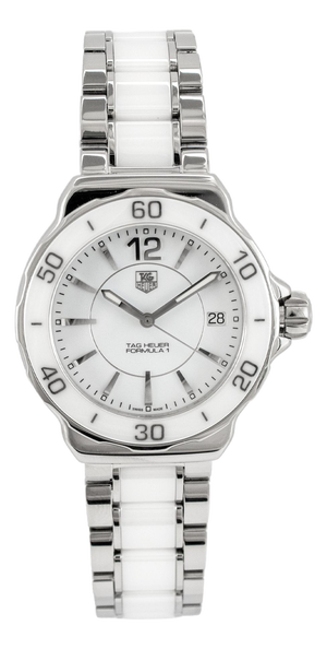 Ladies Tag Heuer Formula 1 37mm Wah1211 White Ceramic Steel Quartz Watch