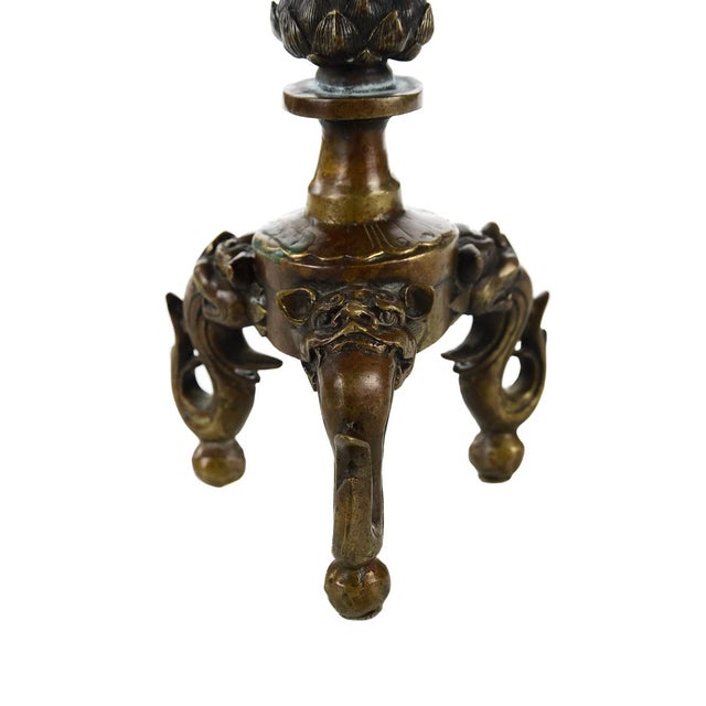 Antique Japanese Bronze Frog Candlesticks A Pair Chairish