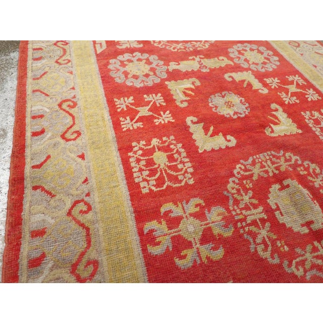 1920s Galerie Shabab Collection Early 20th Century East Turkestan Khotan Rug For Sale - Image 5 of 10