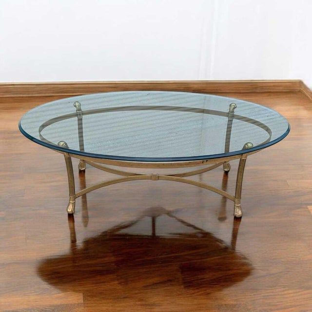 Late 20th Century Attributed LaBarge Glass Top Brass Coffee Table For Sale - Image 10 of 18