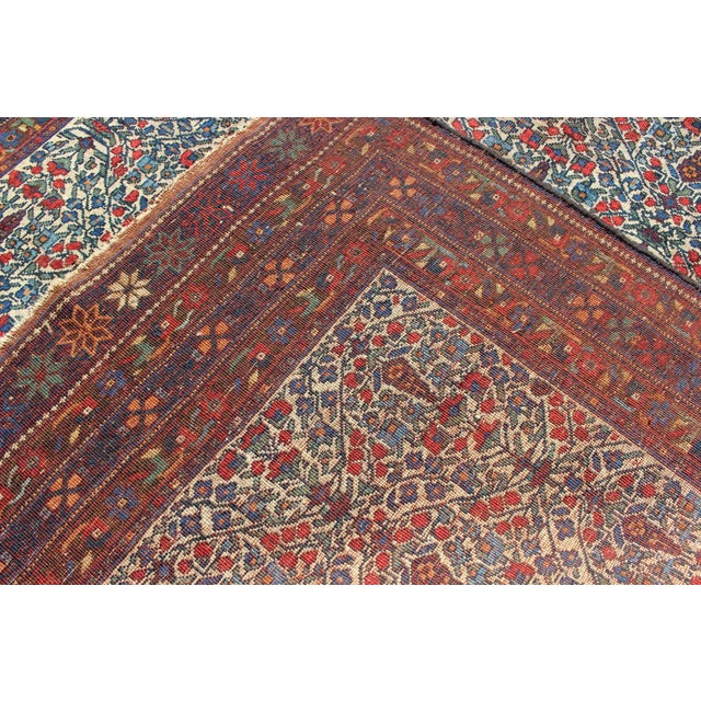 Textile Fine Persian Antique Afshar Rug in Ivory Background & Multi Colors For Sale - Image 7 of 8