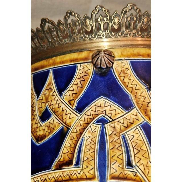 Large Barbotine and Bronze Cache Pot For Sale - Image 3 of 11