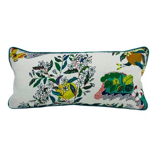 12” X 26” Schumacher Citrus Garden Primary Floral Linen Lumbar Pillow Cover For Sale