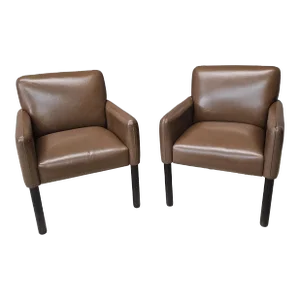 Pair Vico Magistretti for Cassina Model 896 Full Grain Leather Armchairs