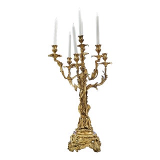 Rococo Brass Candlestick For Sale
