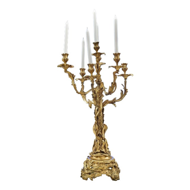 Rococo Brass Candlestick For Sale