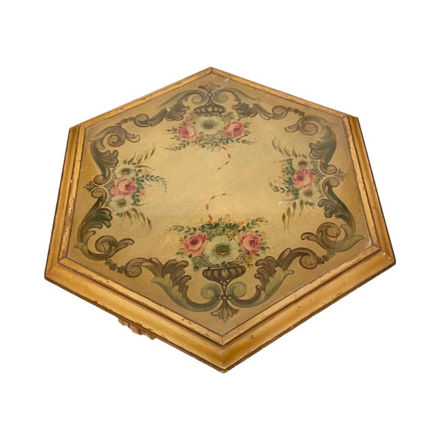 Vintage Italian Florentine Hexagon Coffee Table Hand Painted Gold Gilt Hollywood Regency For Sale - Image 12 of 14