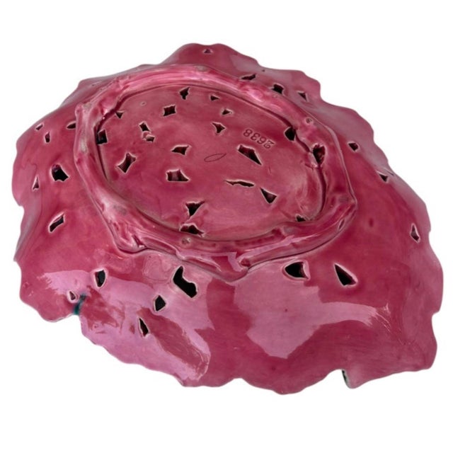 19th Century Rare French Majolica Reticulated Flowers Platter For Sale In Austin - Image 6 of 6