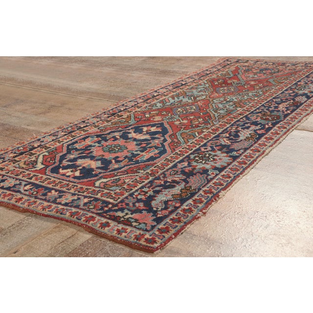 Red Antique Persian Heriz Rug, 02'07 X 06'03 For Sale - Image 8 of 10