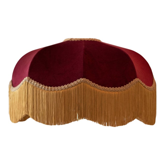 The Burgundy Fringed Lampshade - Large For Sale