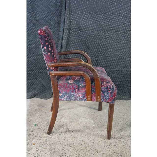 Mauve Mid Century Art Deco Style Bentwood Library Vanity Arm Reading Chair MCM Retro For Sale - Image 8 of 18