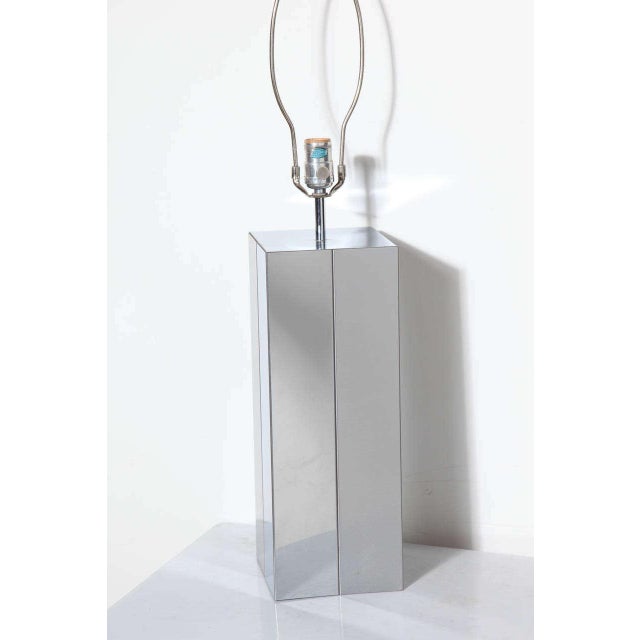Metal Paul Evans Style Brushed Aluminum and Polished Steel "Cityscape" Table Lamp, 1970's For Sale - Image 7 of 7