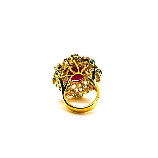 Bochic “Capri” Vintage Ruby, Multi Sapphire & Diamond Ring Set In 18K Gold & Silver For Sale - Image 11 of 11