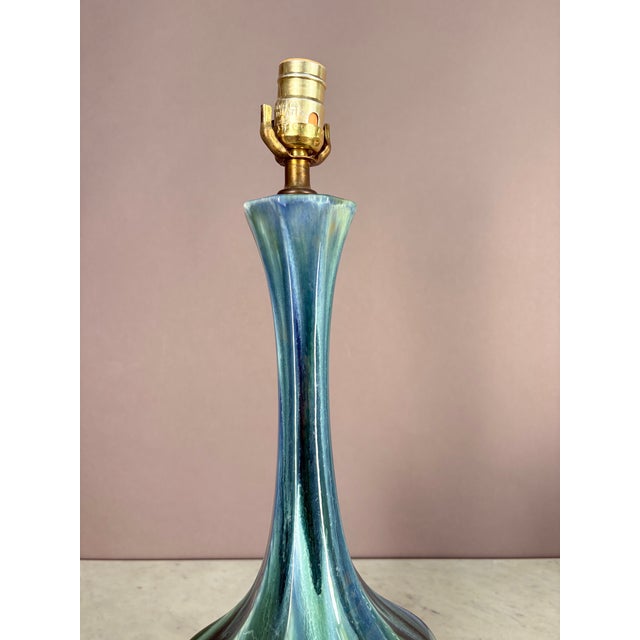 Vintage Drip Glaze Ceramic Pottery Onion Shape Table Lamp For Sale In New York - Image 6 of 7