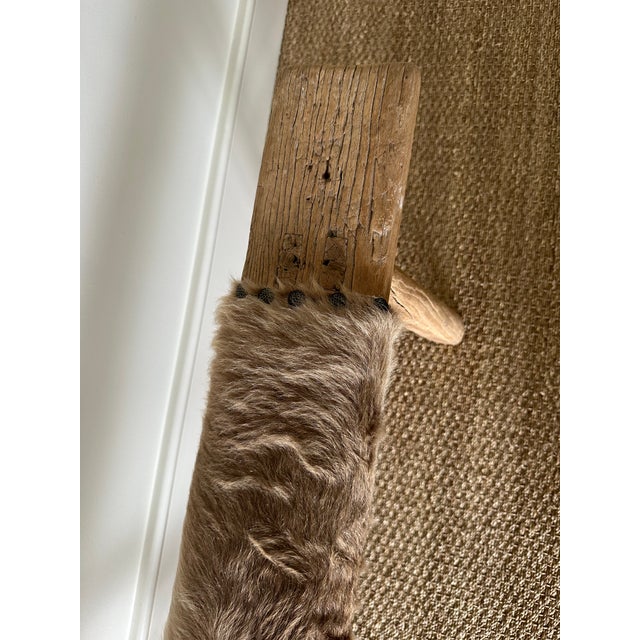 Antique Asian Shandong Elm Bench With Hide Upholstery For Sale In Savannah - Image 6 of 12