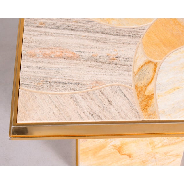 Small Mid Century Porcelain and Brass Table For Sale - Image 11 of 12