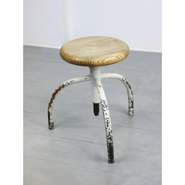 Vintage Industrial White Swivel Chair For Sale - Image 10 of 12